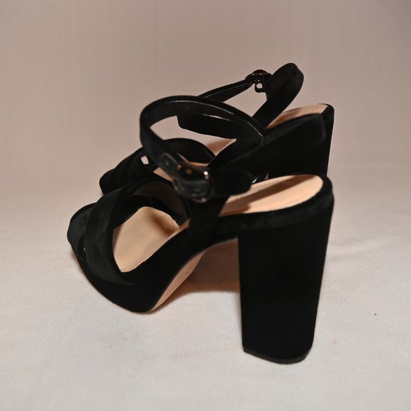 Vince Camuto Velvet Black Platform Sandals, 9 - Picture 3 of 5